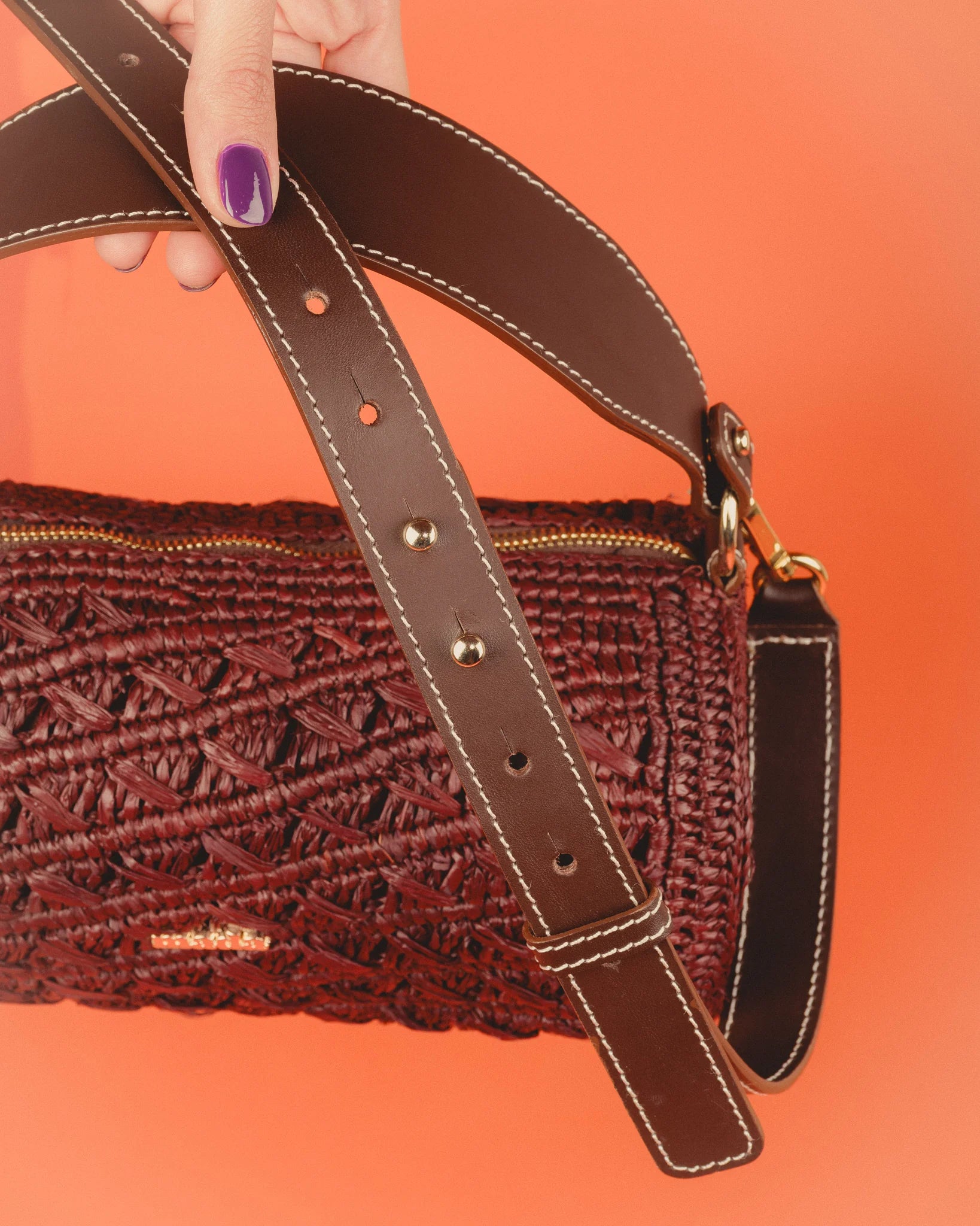 sac bowling éthique en raphia – coloris marron – fait main à Madagascar